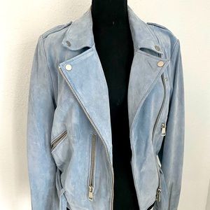 Bagatelle blue suede motorcycle jacket XL